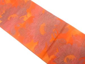 菊模様織り出し　名古屋帯